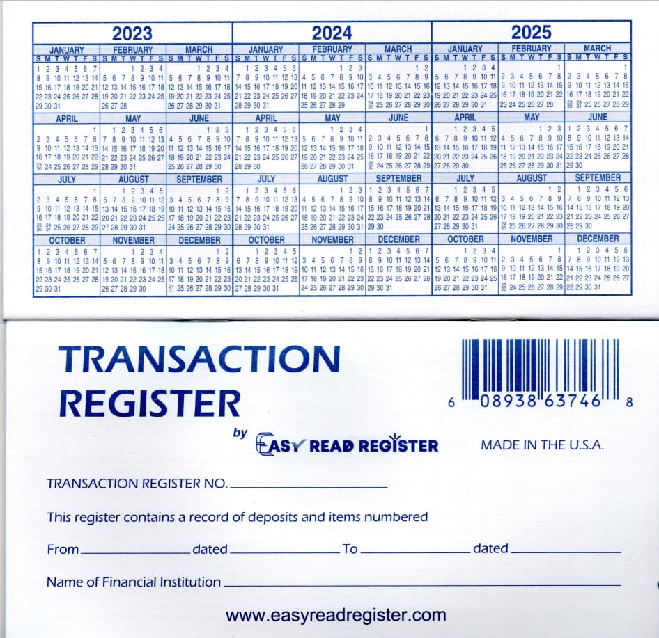 16 Pack Checkbook Transaction Register Ledger 23-24-25 Calendars